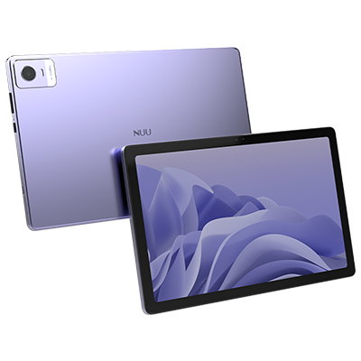 nuu tab 10 pro enterprise tablet front and back - purple